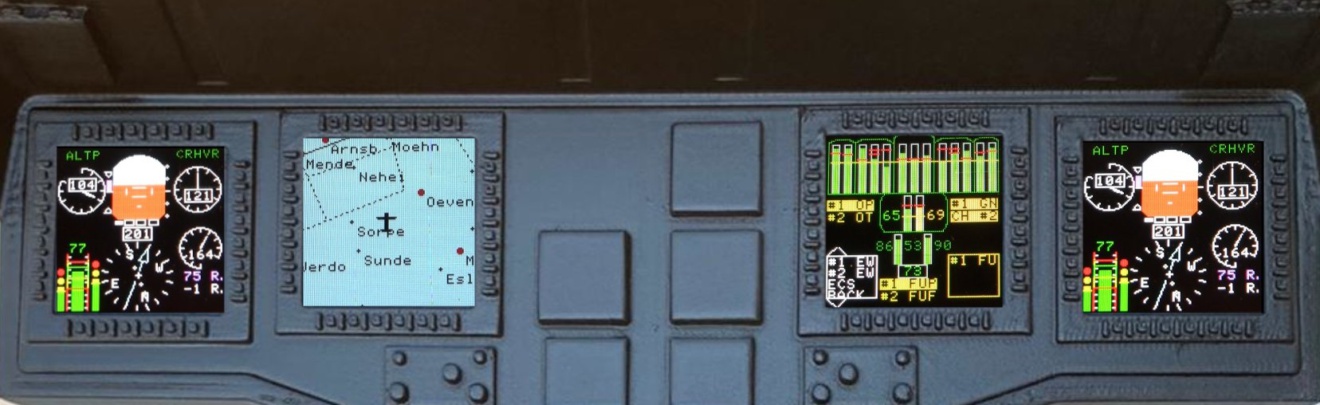 Ausschnitt eines Cockpits einer Sikorsky S-70A-42 mit unseren Displays.