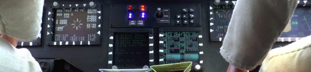 Ausschnitt eines Cockpits einer Bell UH-1Y mit unseren Displays.